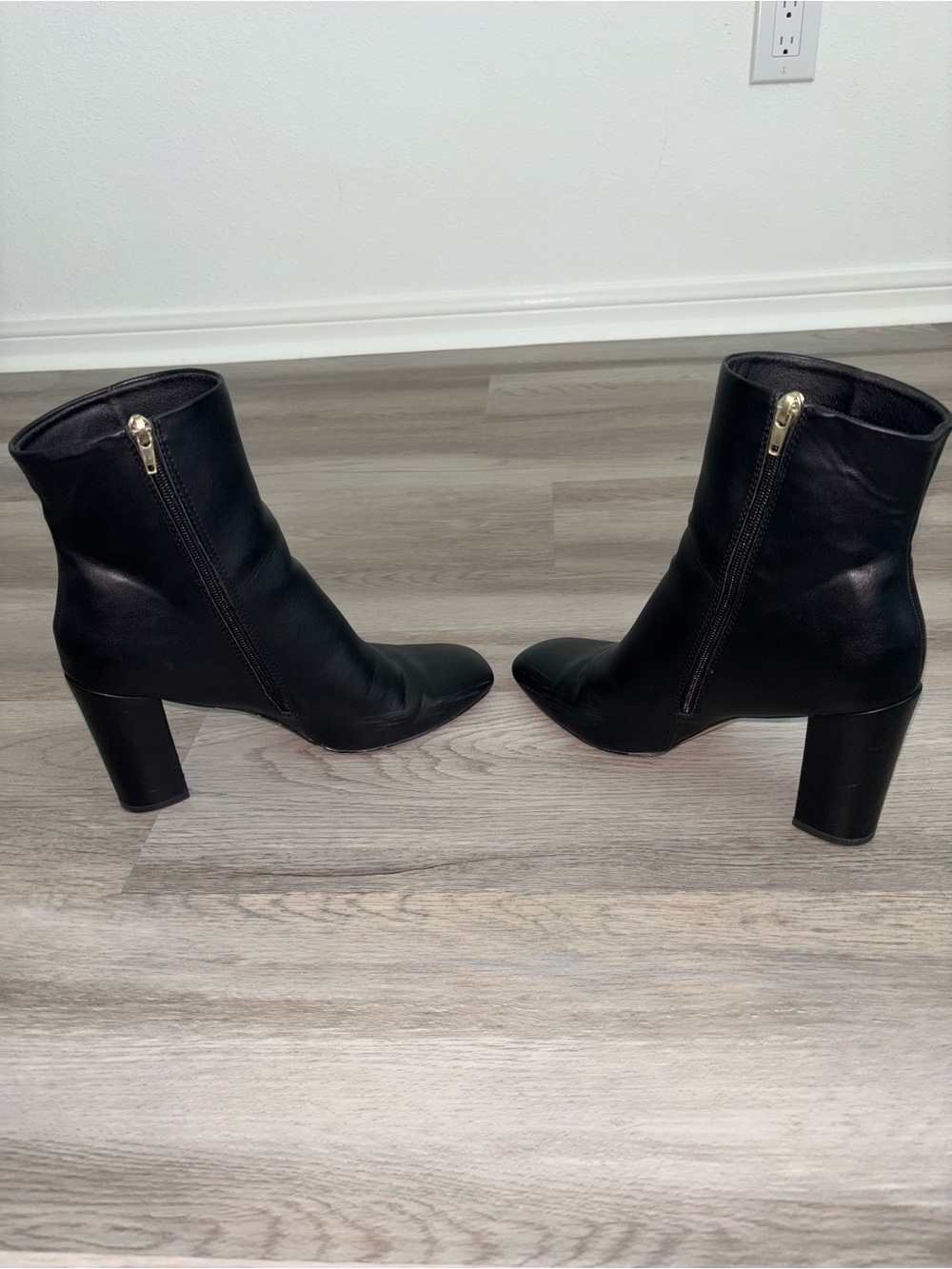 Madden Girl Black Leather Mid-Calf Block Heel Boots